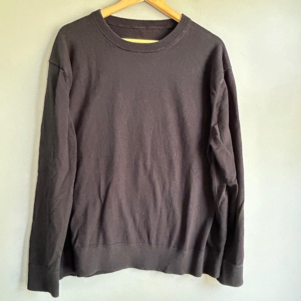 Lululemon Mens Black Organic Cotton Cashmere Blend Crewneck Sweater No Size Tag